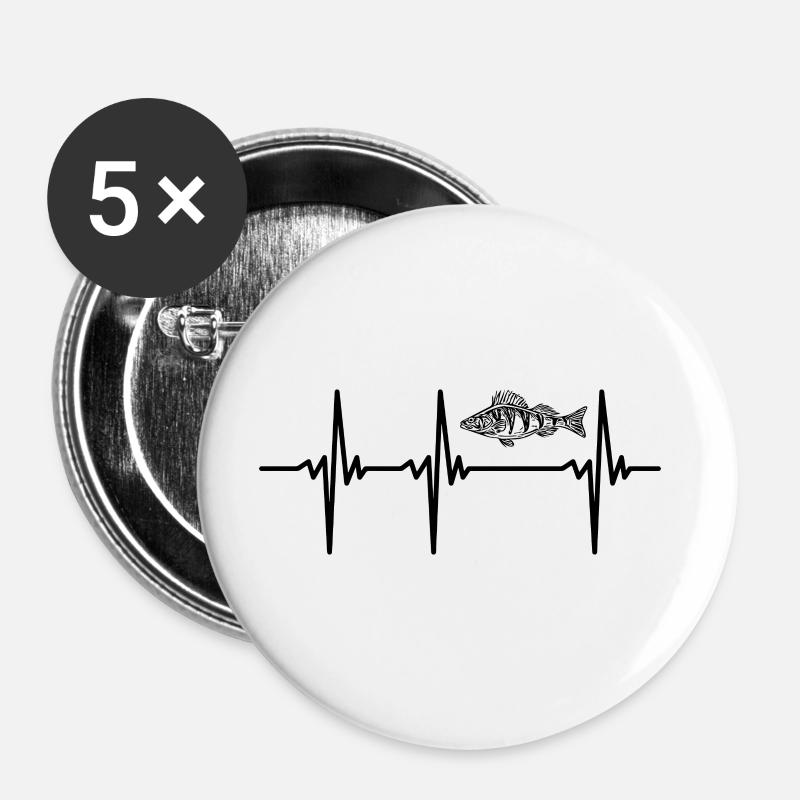 Heartbeat for perch and predatory fish - Buttons large 2.2''/56 mm (5-pack) - white