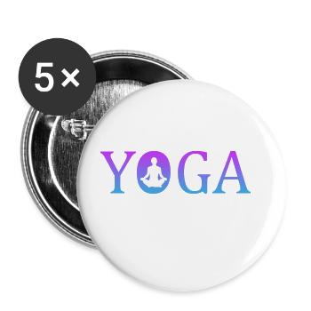 Yoga Namaste - Buttons groß 56 mm (5er Pack) - Weiß - Vorne