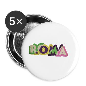 Rome Roma Italie City Font Punk Rétro Vacances - Lot de 5 grands badges (56 mm) - blanc - Devant