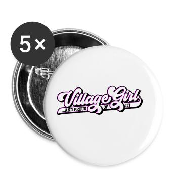 Farben änderbar | Village Girl Dorfmädchen - Buttons groß 56 mm (5er Pack) - Weiß - Vorne