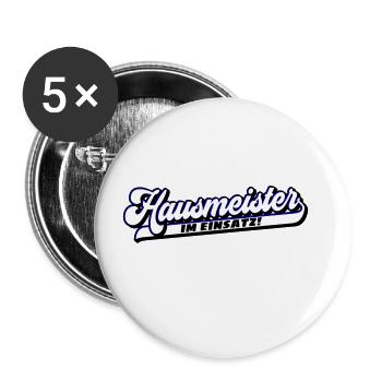 Farben änderbar | Hausmeister im Einsatz! - Buttons groß 56 mm (5er Pack) - Weiß - Vorne
