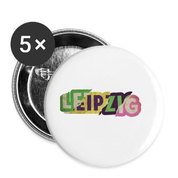 Leipzig Deutschland Stadt Schrift Punk Retro - Buttons groß 56 mm (5er Pack) - Weiß - Vorne