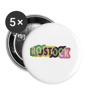 Rostock Germany City Font Punk Retro - Buttons large 2.2''/56 mm (5-pack) - white - Front