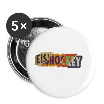 Eishockey Hockey Sport Schrift Vintage Retro Bunt - Buttons groß 56 mm (5er Pack) - Weiß - Vorne