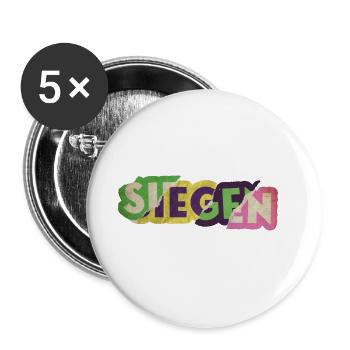 Siegen Deutschland Stadt Schrift Punk Retro - Buttons groß 56 mm (5er Pack) - Weiß - Vorne