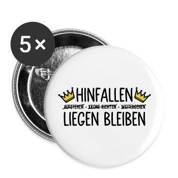 Hinfallen - liegen bleiben - Krone - Buttons groß 56 mm (5er Pack) - Weiß - Vorne