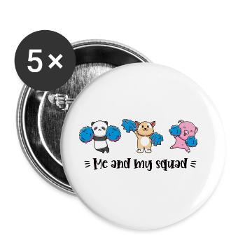 Cheerleader Team Mannschaft Gruppe Cheerleading - Buttons groß 56 mm (5er Pack) - Weiß - Vorne
