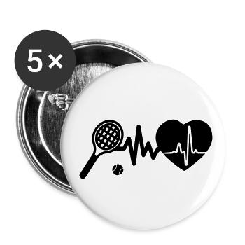 Tennis ist Leben Herzschlag für Tennisliebhaber - Buttons groß 56 mm (5er Pack) - Weiß - Vorne