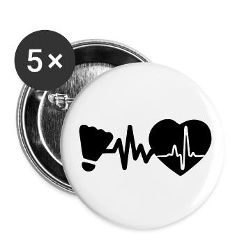 Badminton ist Leben Herzschlag für Spieler - Buttons groß 56 mm (5er Pack) - Weiß - Vorne