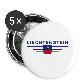 Liechtenstein T-Shirt Design für Fans - Buttons groß 56 mm (5er Pack) - Weiß - Vorne