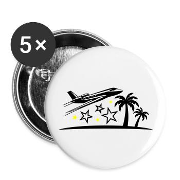Urlaub Flugzeug Strand - Buttons groß 56 mm (5er Pack) - Weiß - Vorne