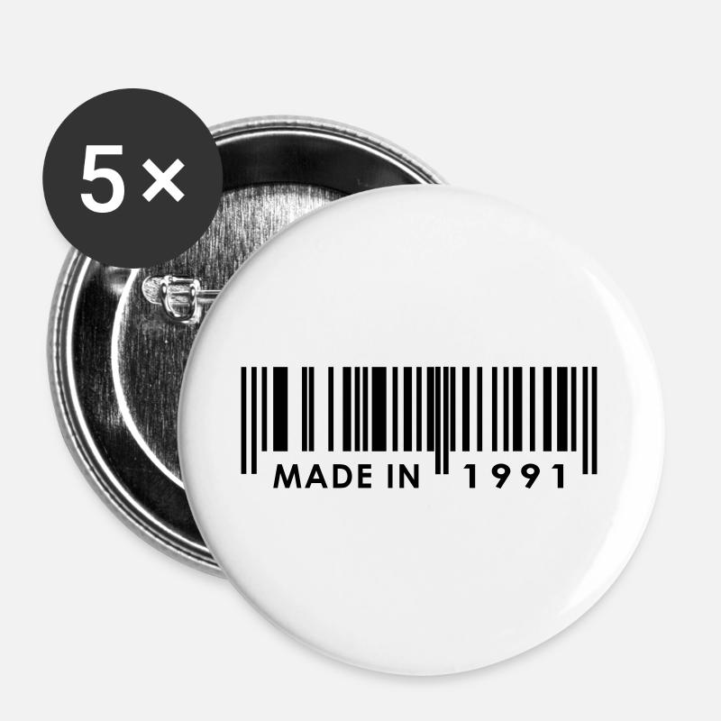 Birthday 1991 - Buttons large 2.2''/56 mm (5-pack) - white