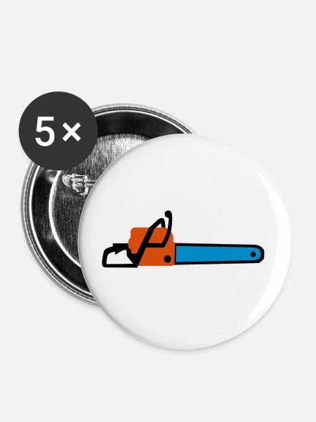 Kettensäge - Buttons groß 56 mm (5er Pack) - Weiß