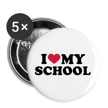 Schule - Buttons groß 56 mm (5er Pack) - Weiß - Vorne