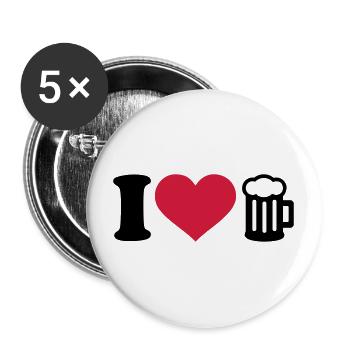 I love beer - Buttons large 2.2''/56 mm (5-pack) - white - Front