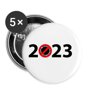 Virus Anti Corona 2023 - Lot de 5 grands badges (56 mm) - blanc - Devant