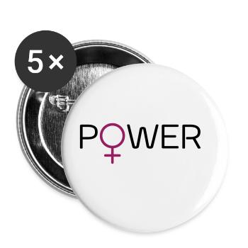 Powerfrau - Buttons groß 56 mm (5er Pack) - Weiß - Vorne
