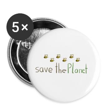 save the planet bees nature conservation climate protection - Buttons large 2.2''/56 mm (5-pack) - white - Front