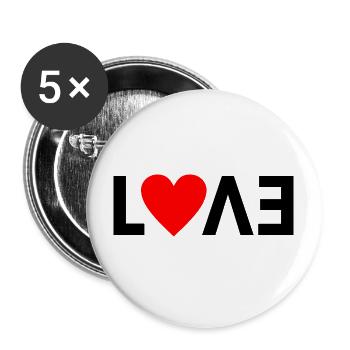 "L❤VE" Abstract design black with red heart - Buttons large 2.2''/56 mm (5-pack) - white - Front