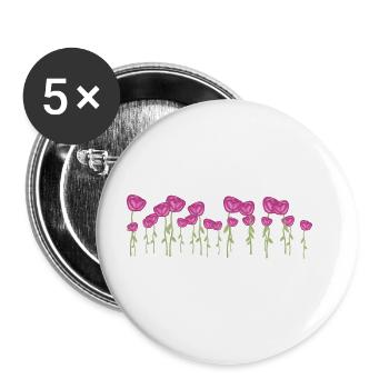 roses fleurs naturelles plante à fleurs - Lot de 5 grands badges (56 mm) - blanc - Devant