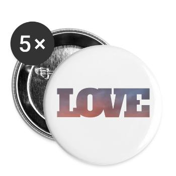 Nuages dans l’inscription amour - Lot de 5 grands badges (56 mm) - blanc - Devant