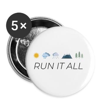 Laufsport Marathon Halbmarathon Joggen Läufer - Buttons groß 56 mm (5er Pack) - Weiß - Vorne