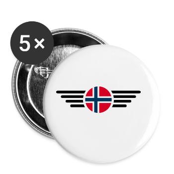 Norwegen T-Shirt: Nordischer Stil - Buttons groß 56 mm (5er Pack) - Weiß - Vorne