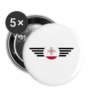 Malta Stil T-Shirt - Buttons groß 56 mm (5er Pack) - Weiß - Vorne