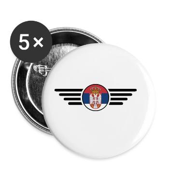 T-shirt design de style Serbie - Lot de 5 grands badges (56 mm) - blanc - Devant