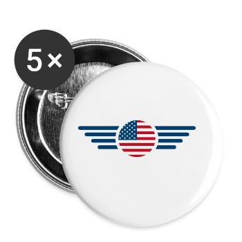 United States USA Style Design T-Shirt - Buttons large 2.2''/56 mm (5-pack) - white - Front