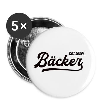 Bäcker 2024 Beruf Bäckerei Lehre Lehrling Konditor - Buttons groß 56 mm (5er Pack) - Weiß - Vorne