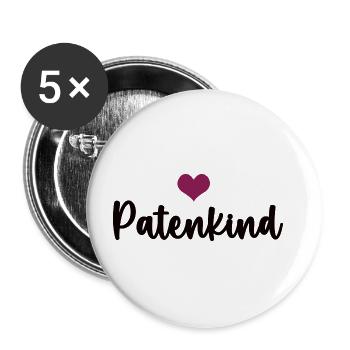 Patenkind Patin Geburtstag Patensohn Patentochter - Buttons groß 56 mm (5er Pack) - Weiß - Vorne