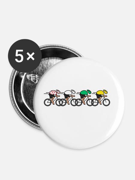 Radfahrer Alle Frankreich Champions Trikots - Buttons groß 56 mm (5er Pack) - Weiß