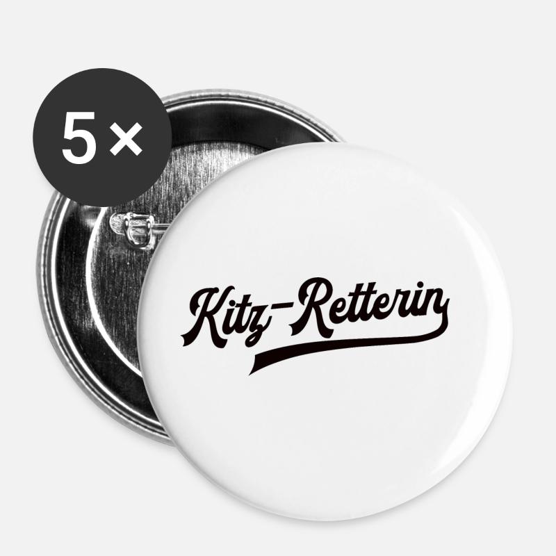 Kitz-Retterin Kitzrettung Rehkitz Reh Kitzretterin - Buttons groß 56 mm (5er Pack) - Weiß