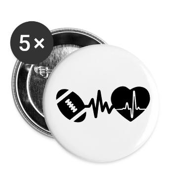 Le rugby est un battement de cœur pour les fans de rugby - Lot de 5 grands badges (56 mm) - blanc - Devant