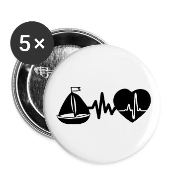 Sailing is life, heartbeat for captain and sailor - Buttons large 2.2''/56 mm (5-pack) - white - Front