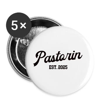 Pastorin 2025 Jubiläum Kirche Vikarin Pfarrerin - Buttons groß 56 mm (5er Pack) - Weiß - Vorne