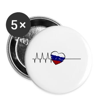 Russland Herzschlag - Buttons groß 56 mm (5er Pack) - Weiß - Vorne