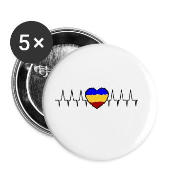 Le battement de cœur roumain - Lot de 5 grands badges (56 mm) - blanc - Devant