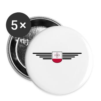Malta T-Shirt – Für Insel-Fans - Buttons groß 56 mm (5er Pack) - Weiß - Vorne