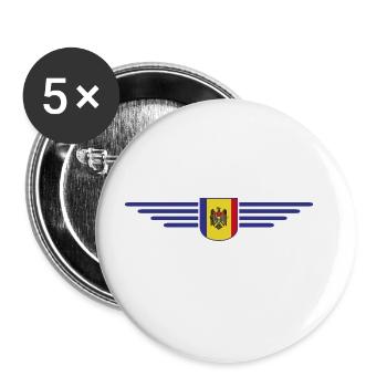 Moldau T-Shirt – Stolz auf Moldawien - Buttons groß 56 mm (5er Pack) - Weiß - Vorne