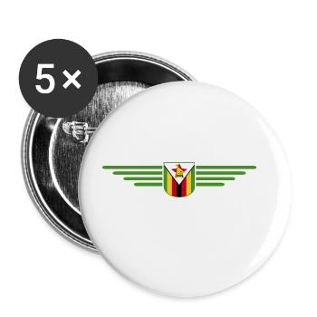 Simbabwe T-Shirt für Afrika-Fans - Buttons groß 56 mm (5er Pack) - Weiß - Vorne