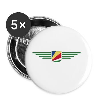 Fans des Seychelles : des t-shirts pour rêver sur l’île - Lot de 5 grands badges (56 mm) - blanc - Devant