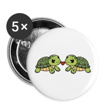 Turtle Couple Heart - Buttons large 2.2''/56 mm (5-pack) - white - Front