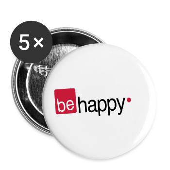 Be Happy! - Buttons large 2.2''/56 mm (5-pack) - white - Front
