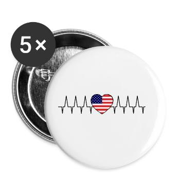 Heart Rate Amérique - Lot de 5 grands badges (56 mm) - blanc - Devant