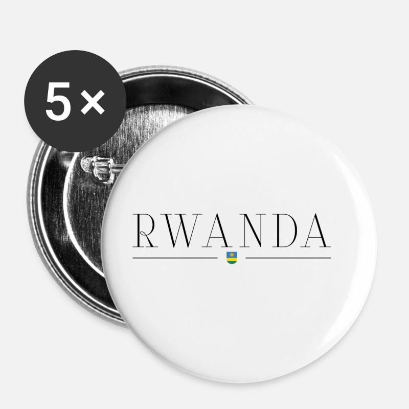 I love Rwanda - Buttons large 2.2''/56 mm (5-pack) - white