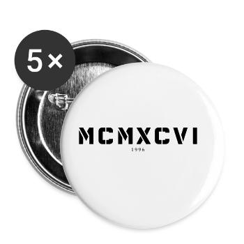 Römische Zahl Geburtsjahr Made in 1996 - Buttons groß 56 mm (5er Pack) - Weiß - Vorne