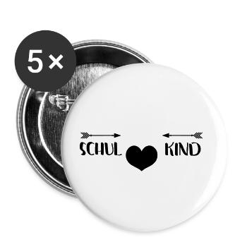 Einschulung Symbol - Buttons groß 56 mm (5er Pack) - Weiß - Vorne