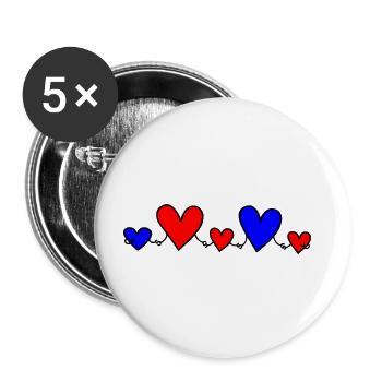 Family 3 Children Parents 2 Daughters 1 Son Heart - Buttons large 2.2''/56 mm (5-pack) - white - Front